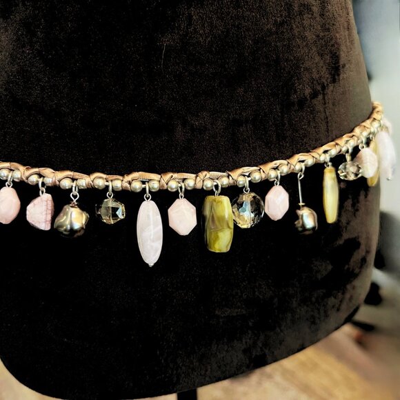 Multi-Color Beaded Necklace Belt Combo – Adjustable 37" Length Crystal accents - Picture 4 of 8